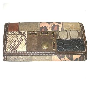 Coach Leather and Patchwork Wallet, Brown & Tan